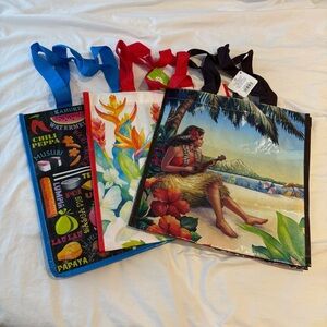 🏝️Lot 3 Hawaii tote bag shopper NWT Island Heritage food floral NWOT hula grindz